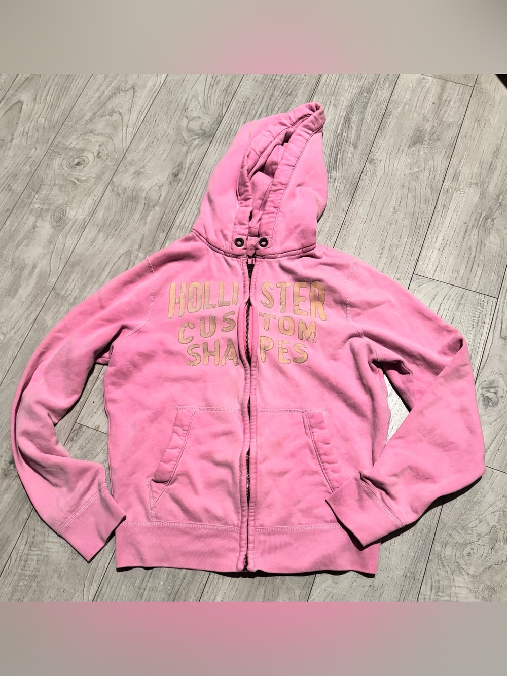 Hollister Y2K Pink Zip-Up Hoodie with Logo
